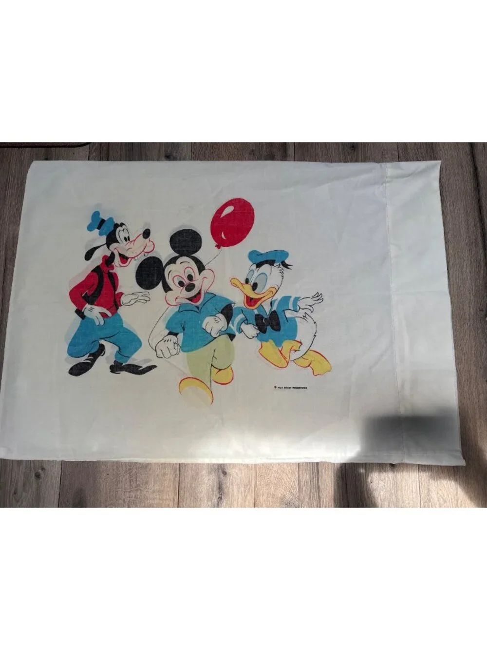 Vintage Disney Pillowcase Featuring Mickey Mouse Donald Duck & Goofy 100% Cotton